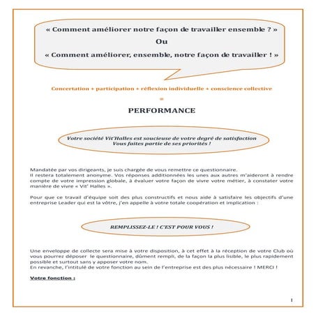 Questionnaire de satisfaction des employés de vit'halles 
