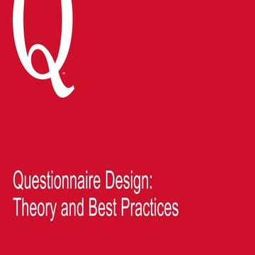 Survey Methodology and Questionnaire Design Theory Part I
