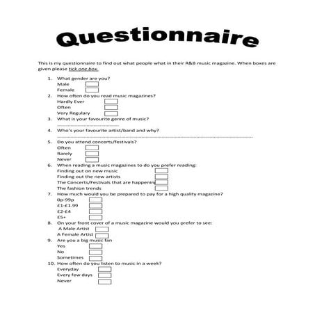 Magazine questionnaire | DOCX