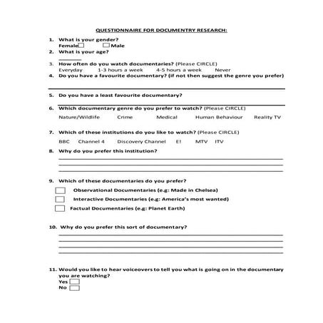 Documentary questionnaire | DOCX
