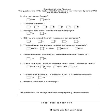 Questionnaire for Students