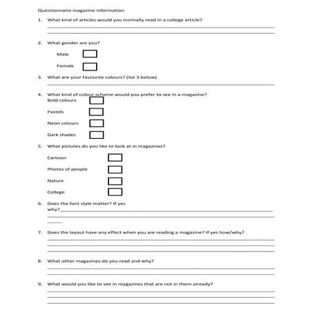 Magazine questionnaire | DOCX