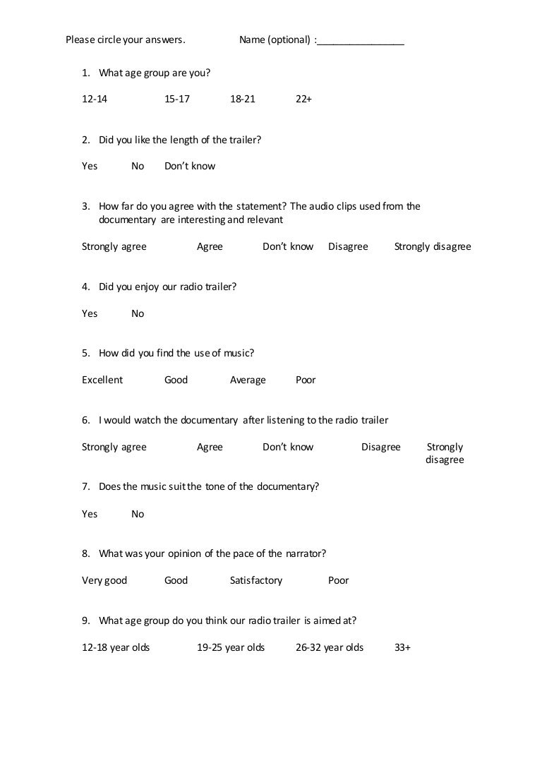 Questionnaire radio draft