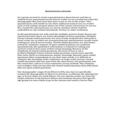 Questionnaire rationale