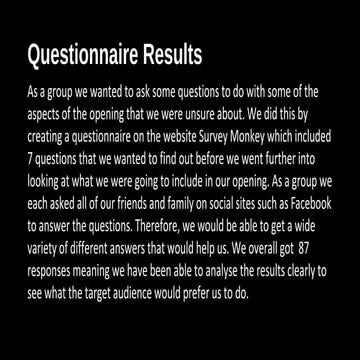 Questionnaire results