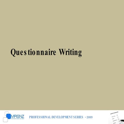 Questionnaire Writing Workshop   97 Version