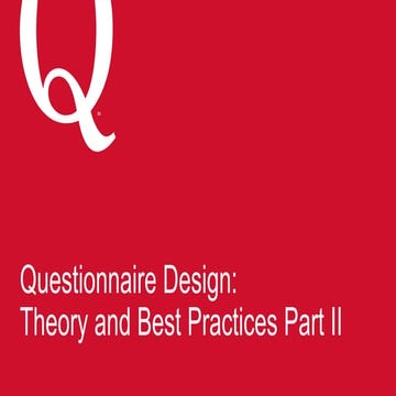Survey Methodology and Questionnaire Design Theory Part II
