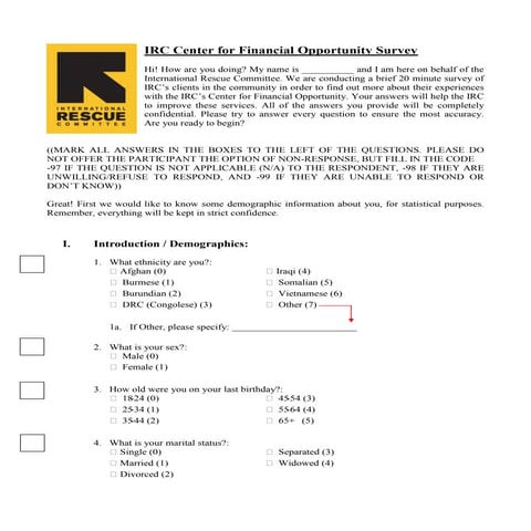 Questionnairre - IRC Center for Financial Opportunities | DOCX