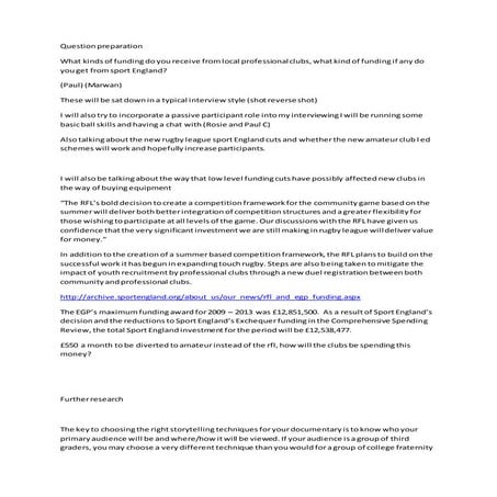 Question preparation