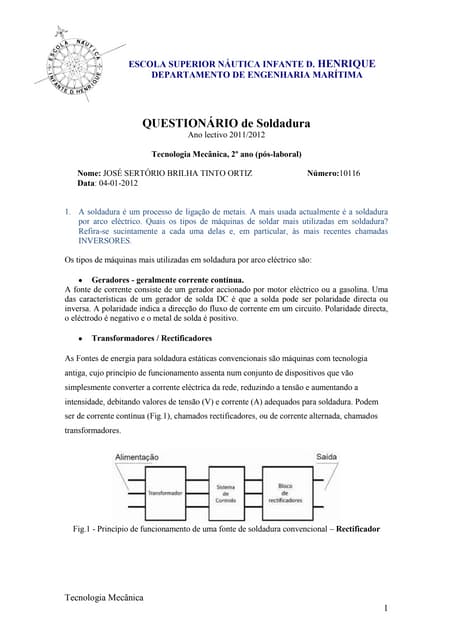 Questionário soldadura josé ortiz