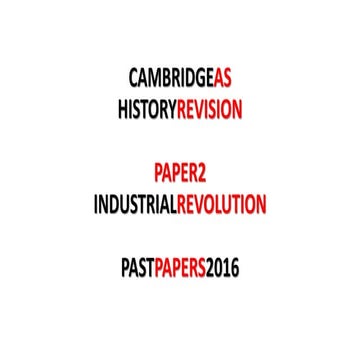 CAMBRIDGE AS HISTORY: REVISION INDUSTRIAL REVOLUTION