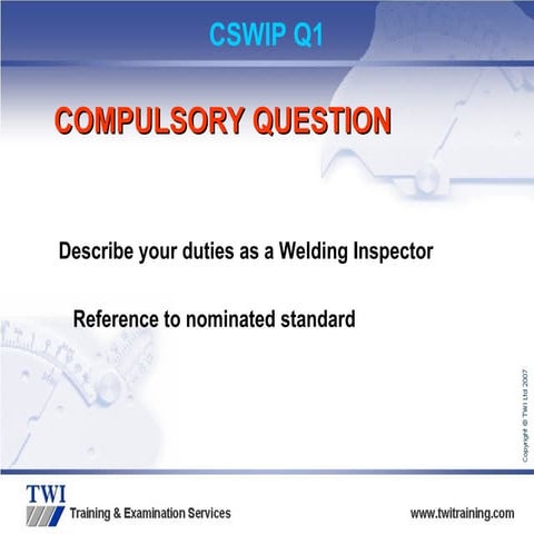 Comprehensive Guide to Welding Inspection and CSWIP Q&A | PPT