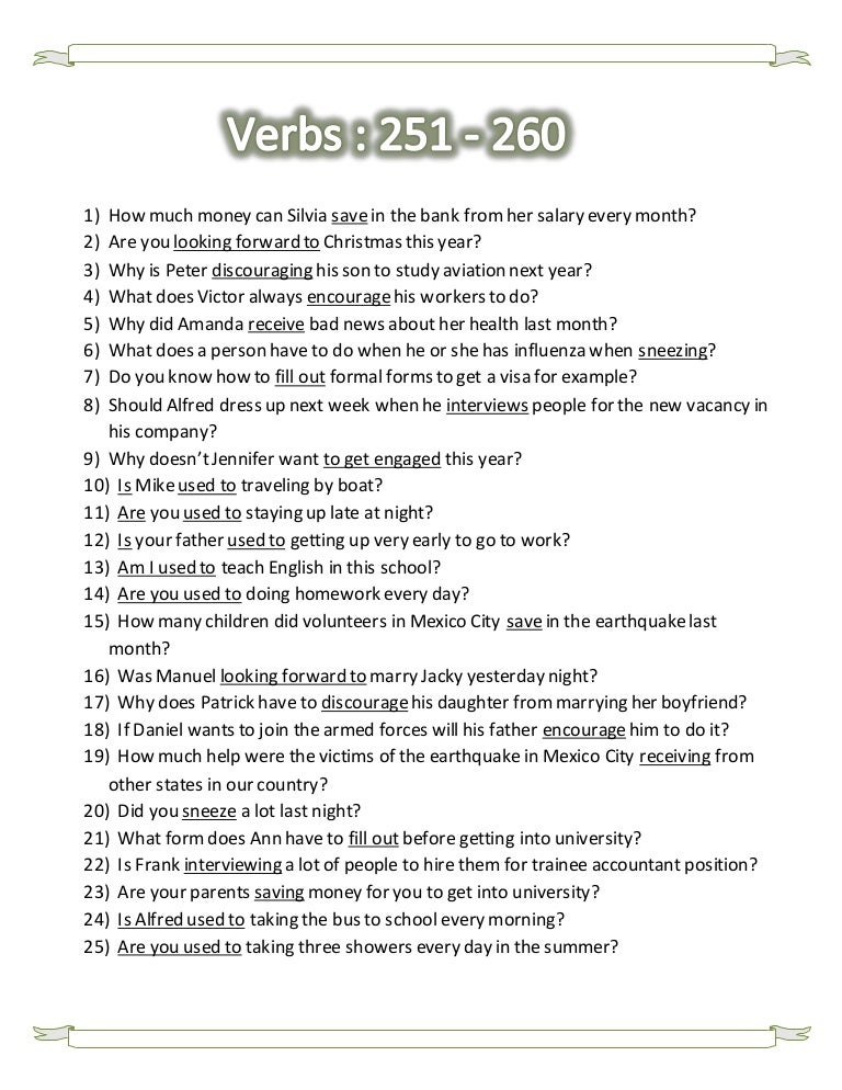Questions verbs251