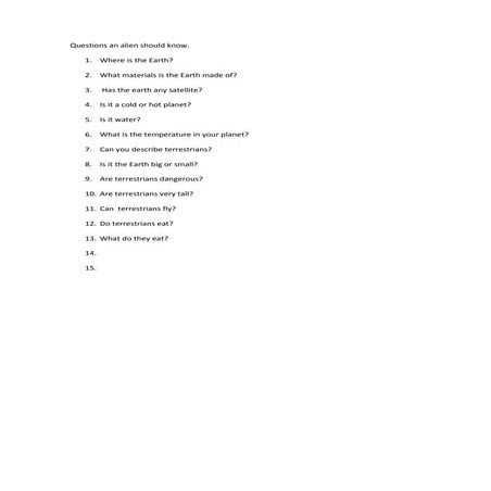 Questions an alien should know