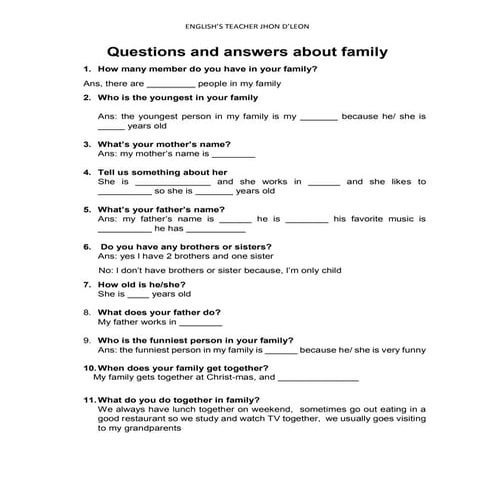 Questions and answers about family