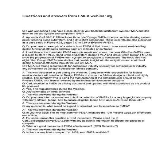 Questions and answers from webinar #3