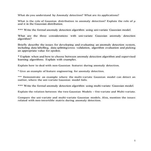 Questions on Anomaly Detection