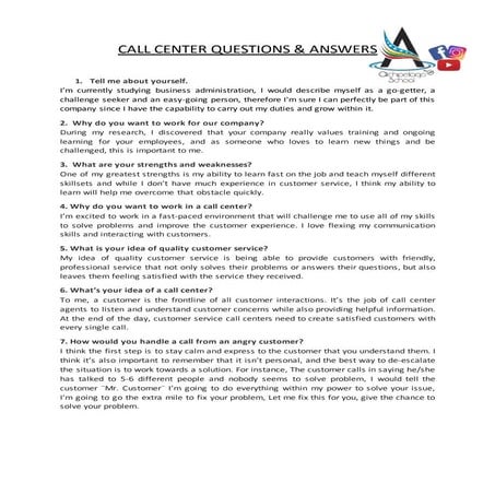 Questions &amp; answers call center by teacher jp