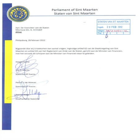 Questions by dp and independent faction mp patrick illidge to minister of finance hiro shigemoto