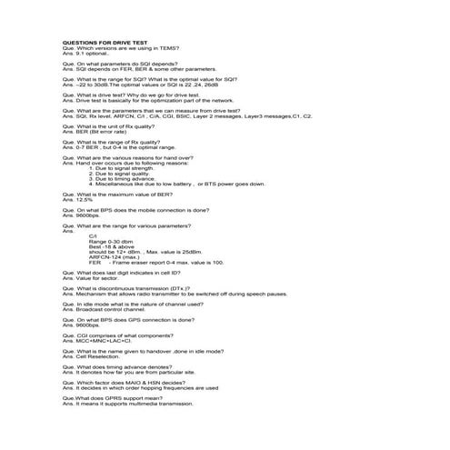 Questions for drive_test