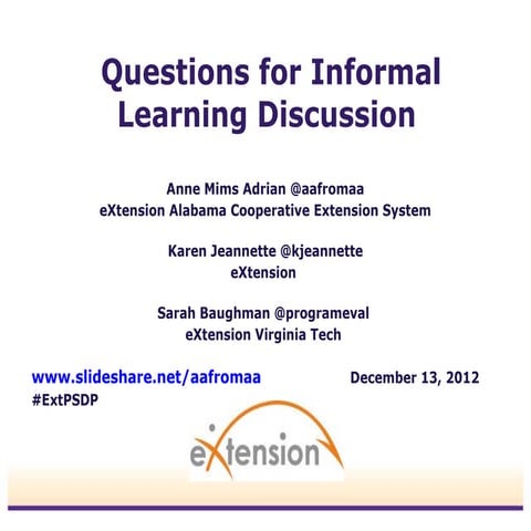 Questions for informal learning