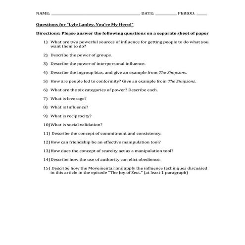 Questions for lyle lanley youre my hero