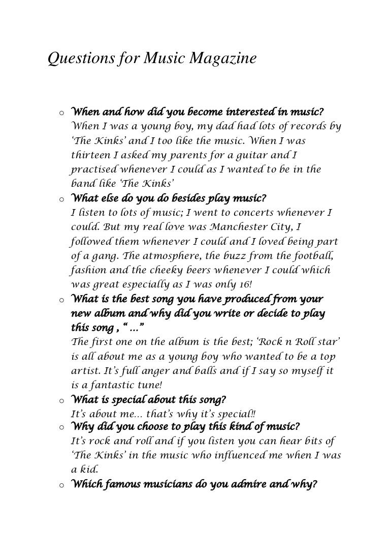 Question And Answer Magazine Format