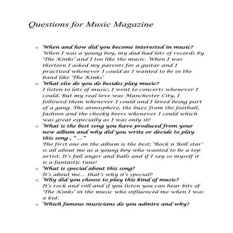 Music magazine name | DOCX