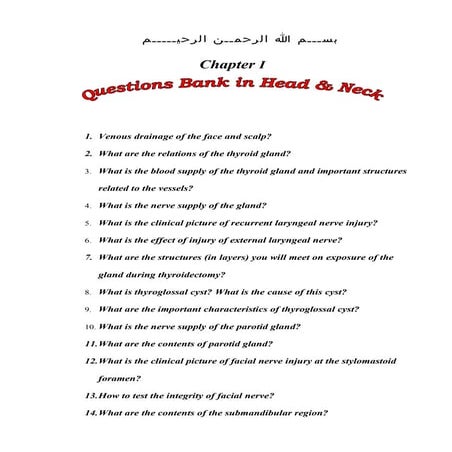 Questions  In Head And Neck Anatomy