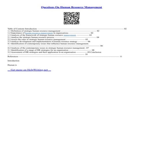 Questions On Human Resource Management | PDF
