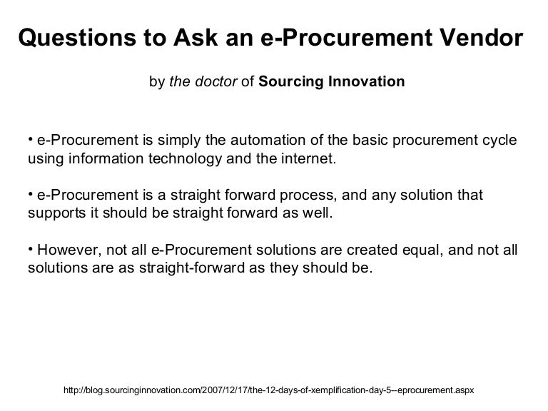 Questions To Ask An E Procurement Vendor