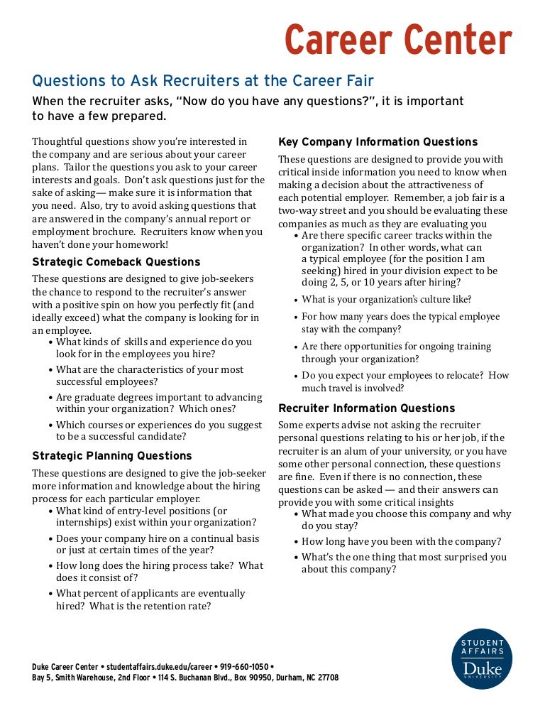 job fair questions employers ask