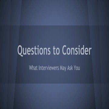 Questions to consider