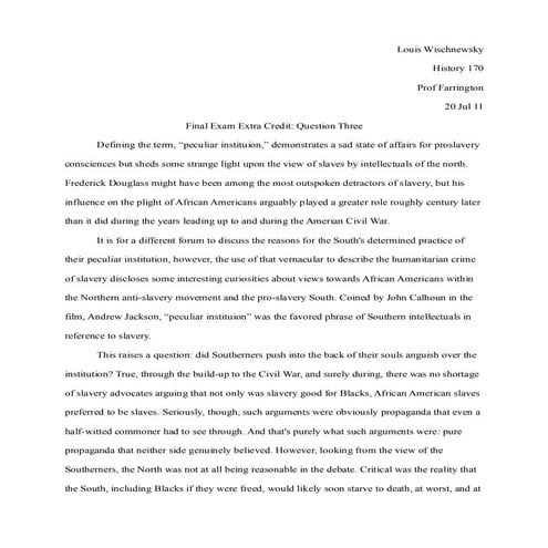 Final Exam Question Three Extra Credit