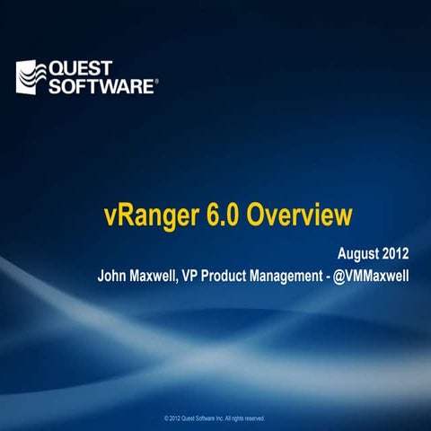 Quest v ranger 6.0   product overview - august 2012 sd