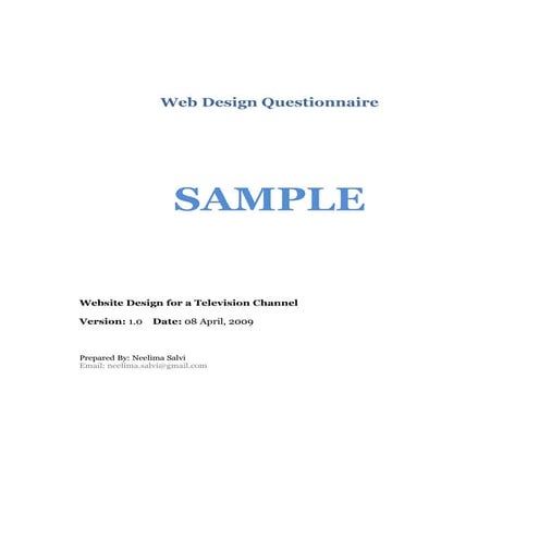Sample Web Design Questionnaire