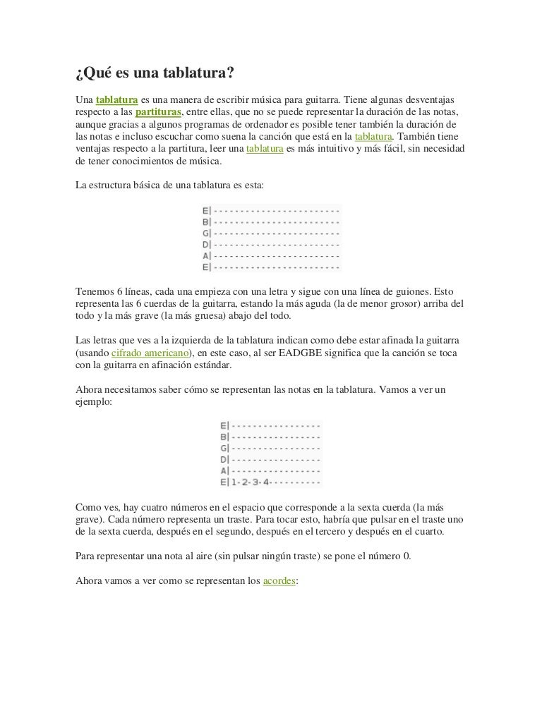 Qué es una tablatura