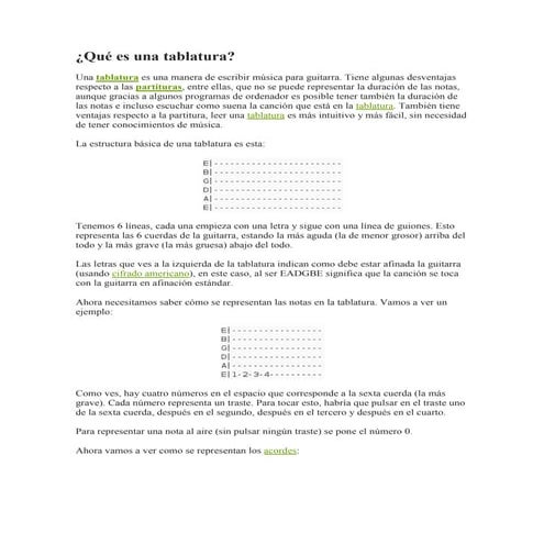 Qué es una tablatura