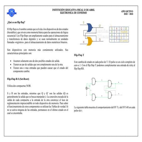 Definicion de un flip flop y caracteristicas tecnicas