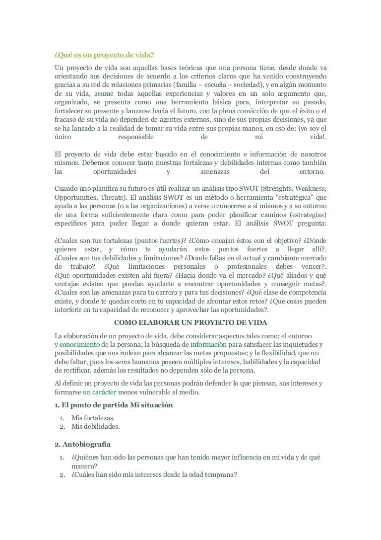 Qué es un proyecto de vida