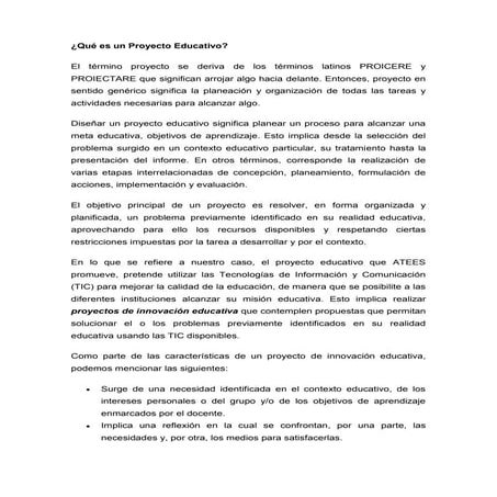 Qué es un proyecto educativo