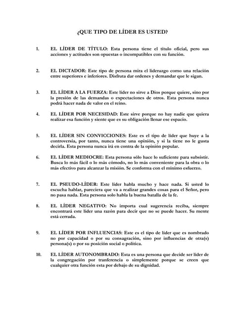 Que tipo de lider es usted