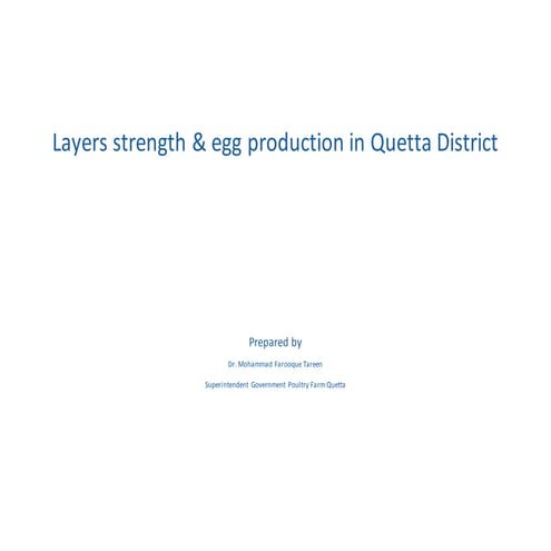  Layer Strength & Egg Production In Queta District