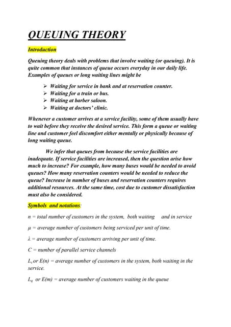 Queuing theory