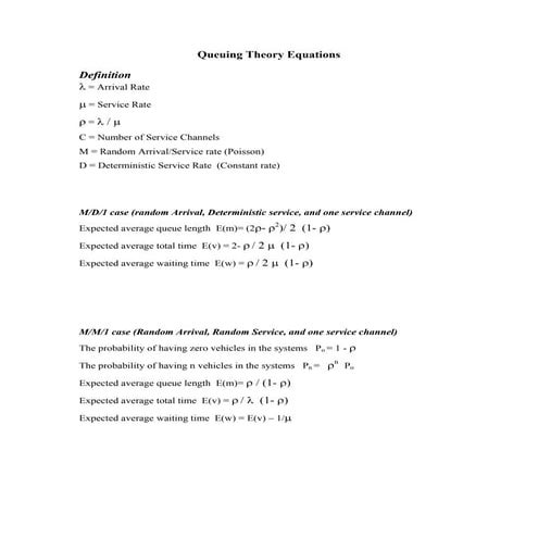 Queueing theory eq