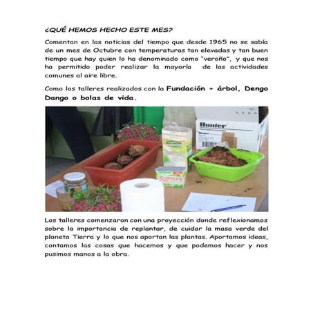 Qué hemos hecho este mes octubre 14 15