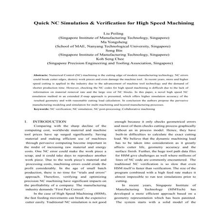 Quick NC simulation & verification for high speed machining