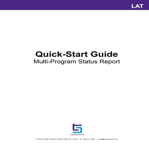 Quick start guide - multi-program status reports - copy