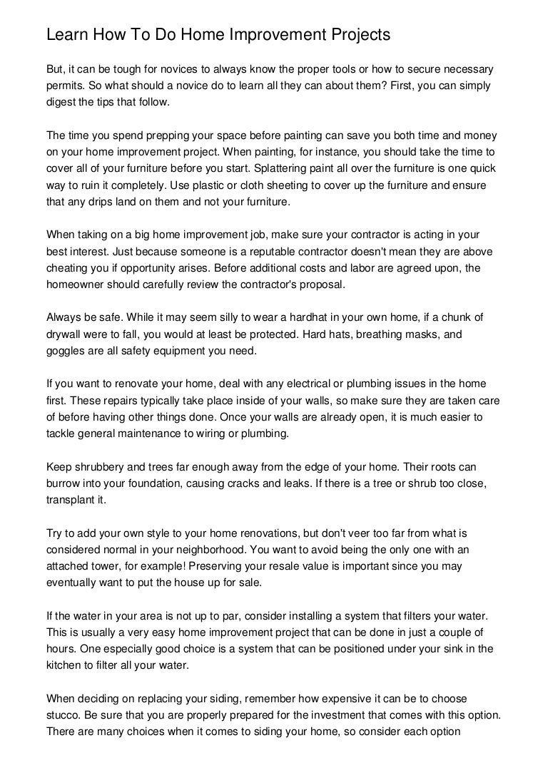 Learn How To Do Home Improvement Projects