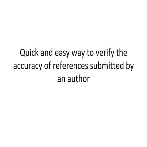 Quick And Easy Way To Check References